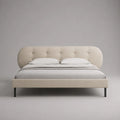 Lit double avec tête de lit, beige/noir, couchage 160 × 200 cm, dimensions totales 190 × 215 × 110 cm