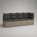 Canapé-jardin en 4 parties, 4 places en rotin en PE et métal avec coussin en polyester, beige/anthrazite, 244 × 68 × 72 cm